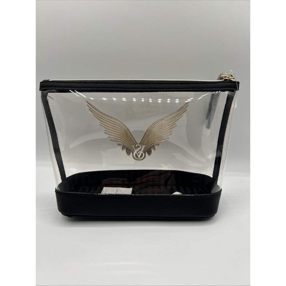 Victoria's Secret Clear Makeup Bag 2 Piece Angel Wings Rhinestone Pouch NWT - Picture 6 of 11